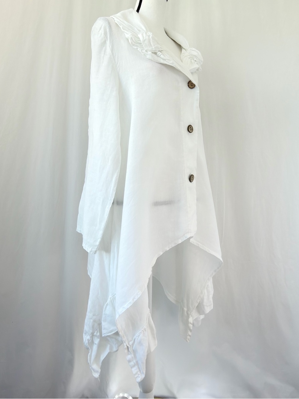 Tempo Paris 100% linen White jacket/top artistic lagenlook Made in Italy Medium - Picture 4 of 17